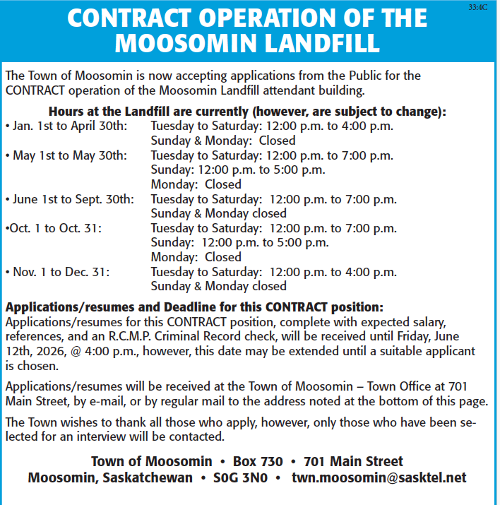 Town of Moosomin - Contract Operator 