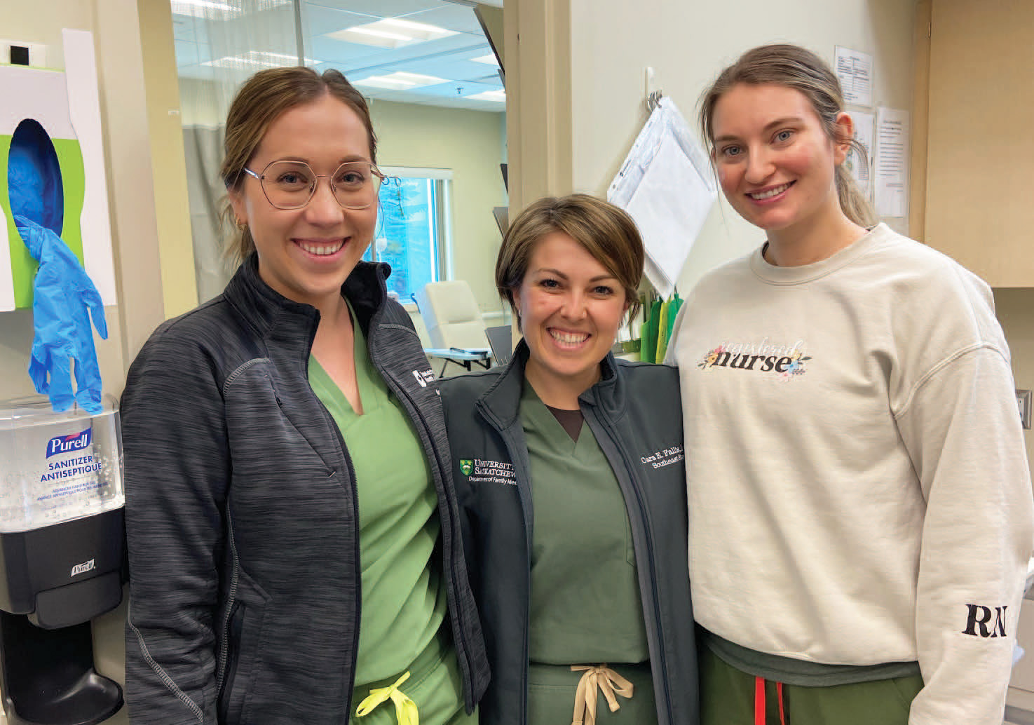 From left, Kendra Bloomquist, RN, Dr. Cara Fallis, and Brynn Dedecker, RN.