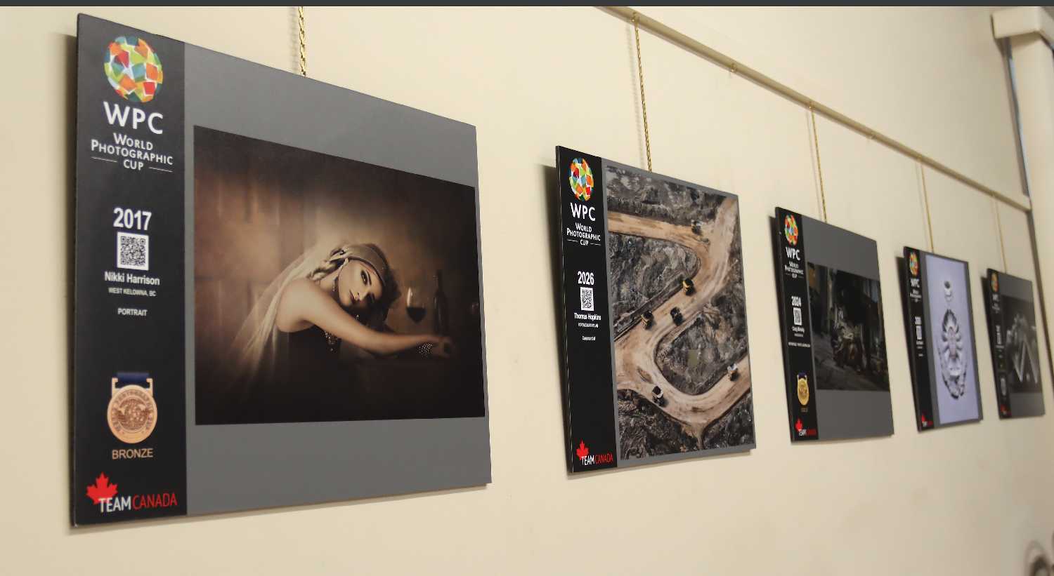 Some of the photographs on display as part of the World Photographic Cup gallery at the Moosomin Visual Arts Centre.