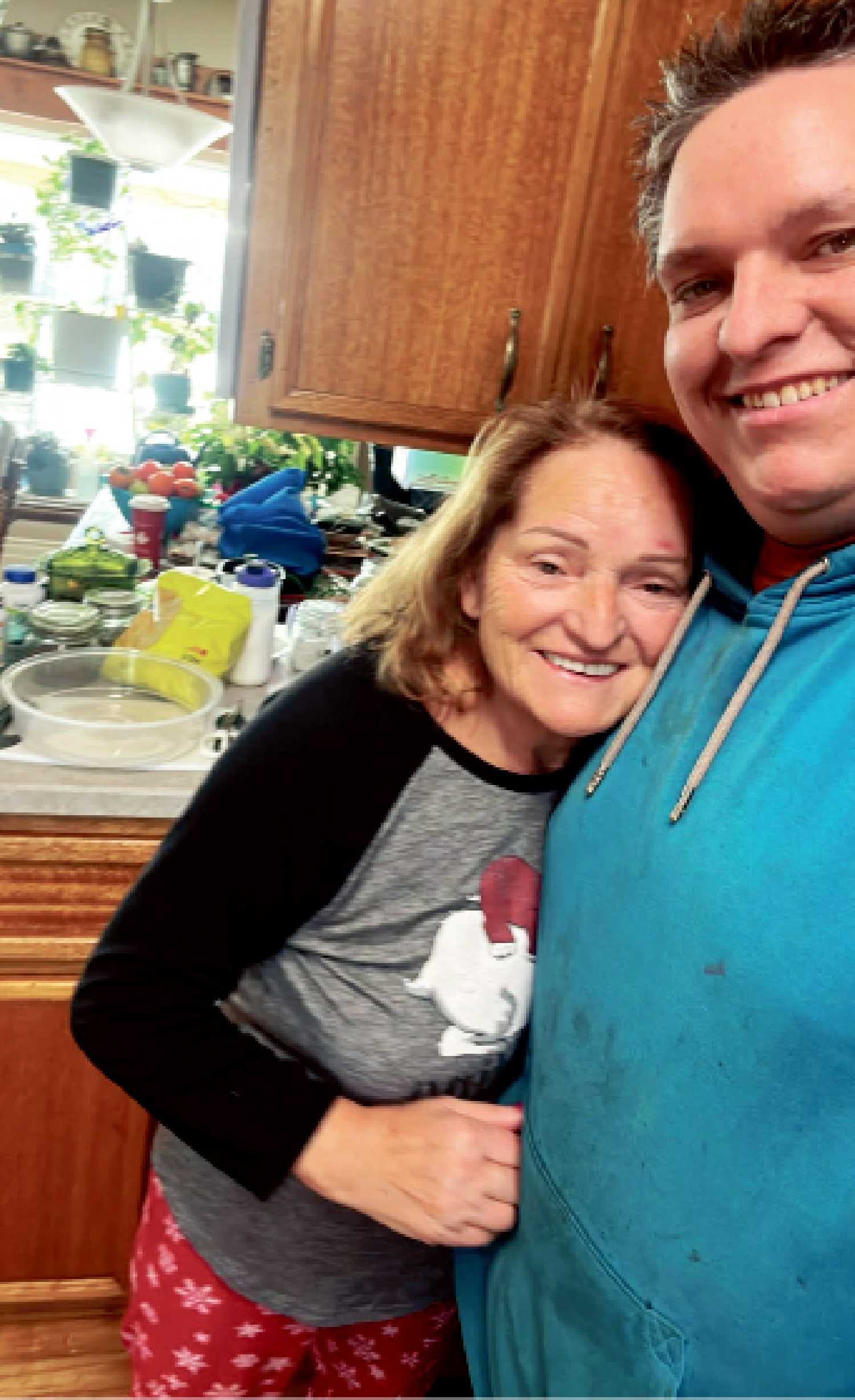  Angie Tuffnell and her son Shawn Tuffnell are thankful to be alive after a moose attacked Angie.