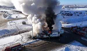 Semi fire on Trans-Canada Highway 